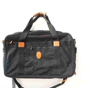 Vintage DIOR Travel Briefcase Document Bag XL Black Canvas Utility Zip Around